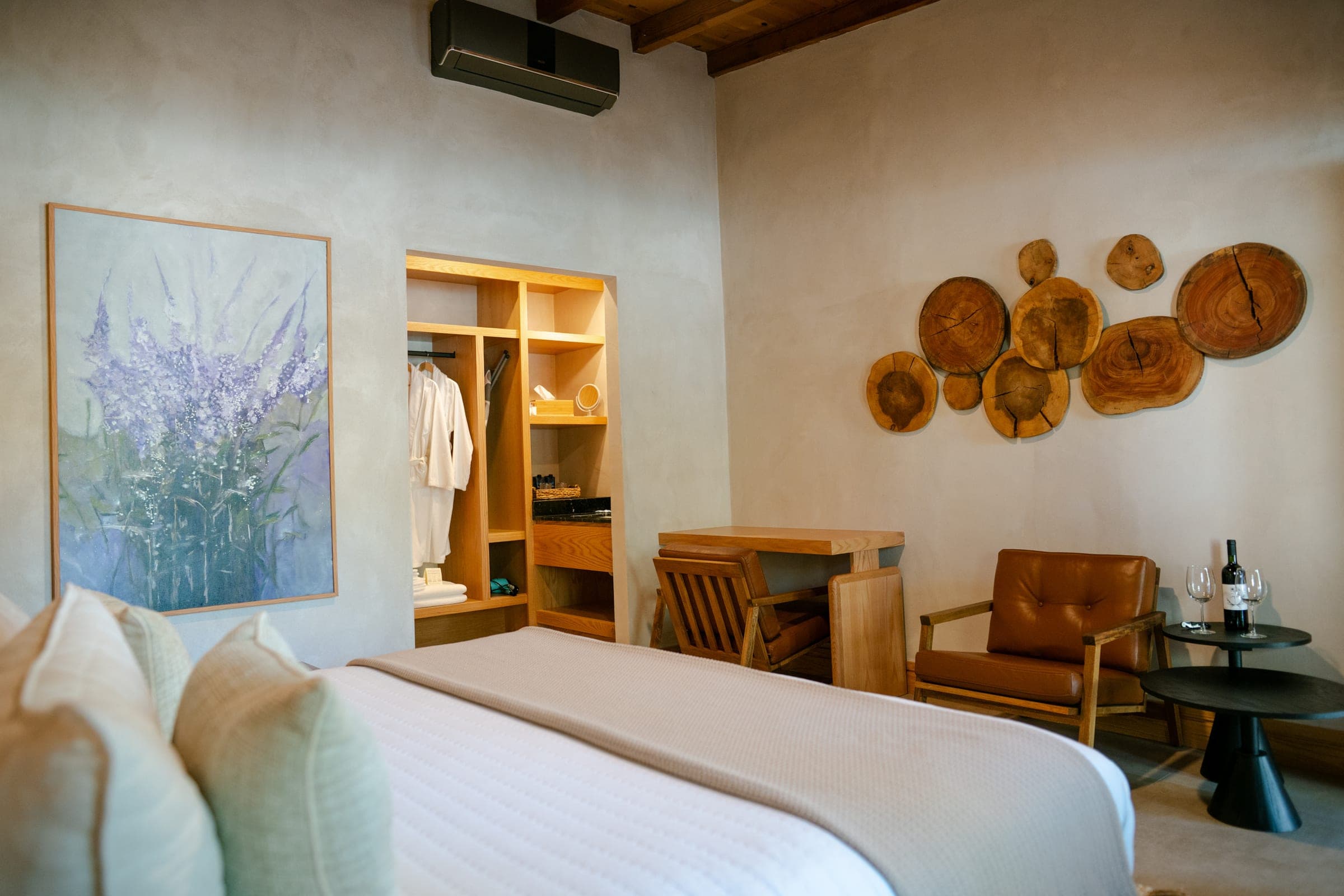 Suite with soft textures and calm lighting